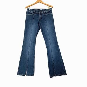 VTG Polo Ralph Lauren Flare Jeans 8 Measures 4 Blue Low Rise Split Seams 90s Y2K